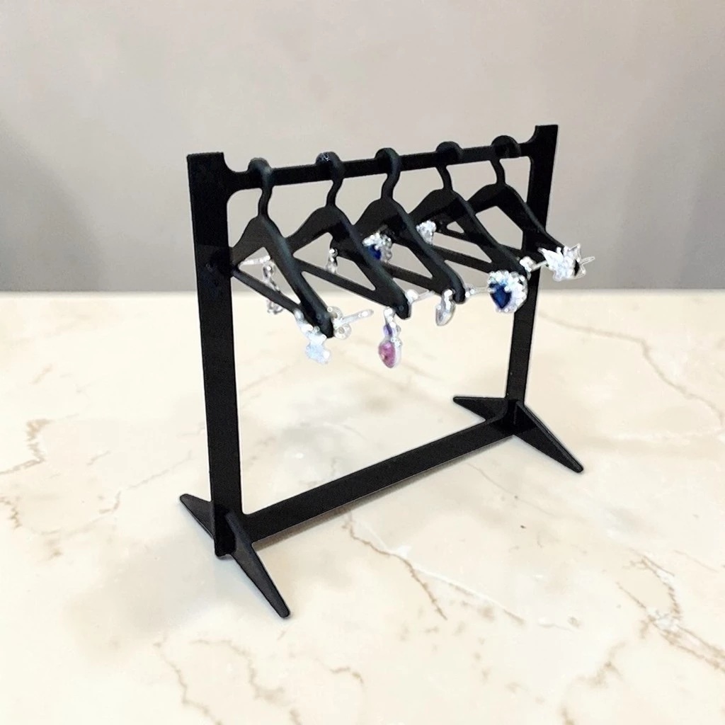 Suporte Expositor para Brincos Acrílico Preto Display de Vitrine Profissional para Comércio Organizador