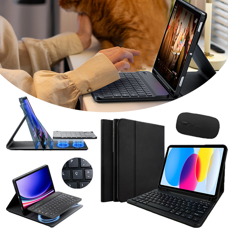 Capa Para Samsung Galaxy Tab S10Fe/S10Lite/S6Lite/A11/A11+/A9+/S9Fe+/A9/A8 Com Abnt2 Teclado+Mouse Sem Fio (Com Ç)