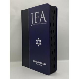 Bíblia Sagrada Tamanho Grande Com Harpa Palavras de Jesus em vermelho JFA Azul em Oferta na Shopee