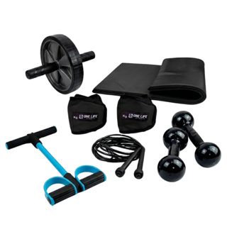 Kit Exercícios Casa – One Life Sports® – Colchonete Caneleira 3kg Halter 1kg Roda Extensor Corda em Oferta na Shopee
