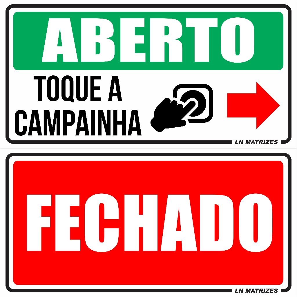 Plaquinha Aberto e Fechado - Toque a campainha - Acompanha Ventosa - 10x20cm