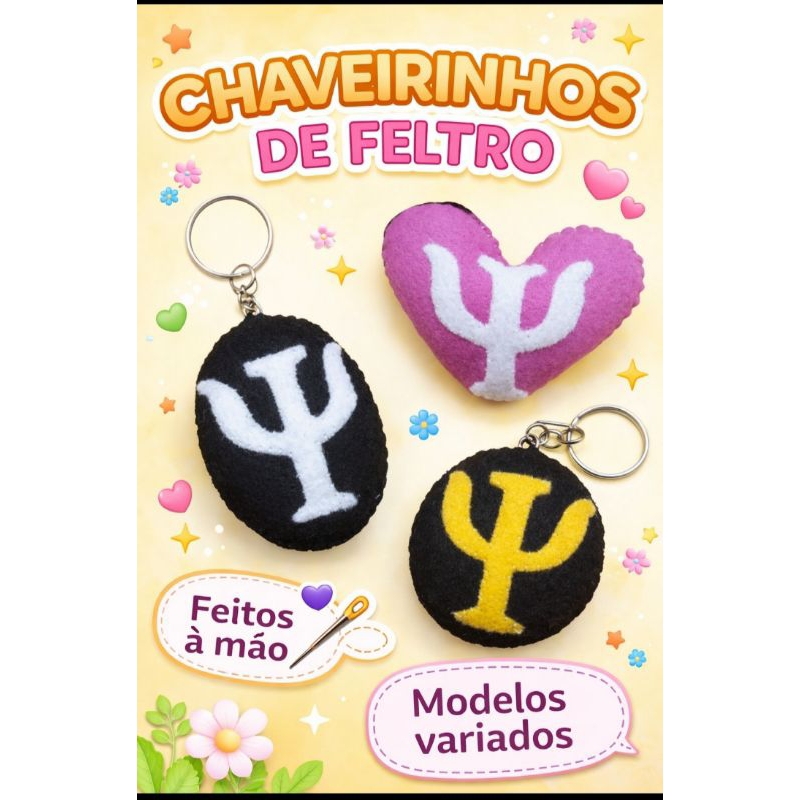 Chaveiros Psicologia em Feltro Personalizado | Símbolo Psi | Lembrancinha