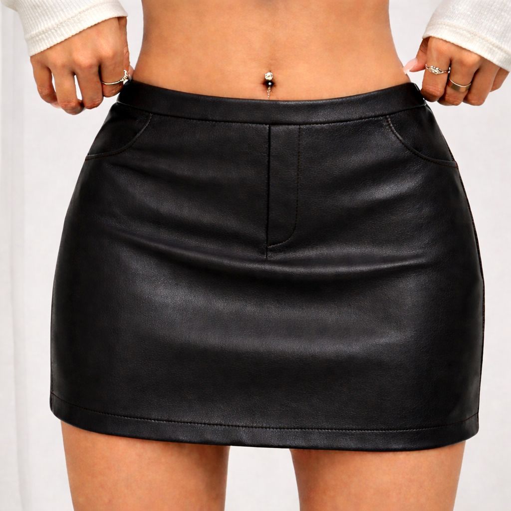 Saia Couro Sintético Feminina Curta Cintura Alta Justa Sexy Moda