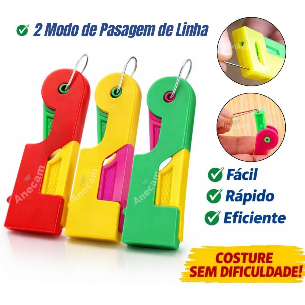 Passador De Linha Na Agulha 1/2/5/6/8 Un Super Grande 2 Modo de Passar Facil Rapido Eficiente Luxo