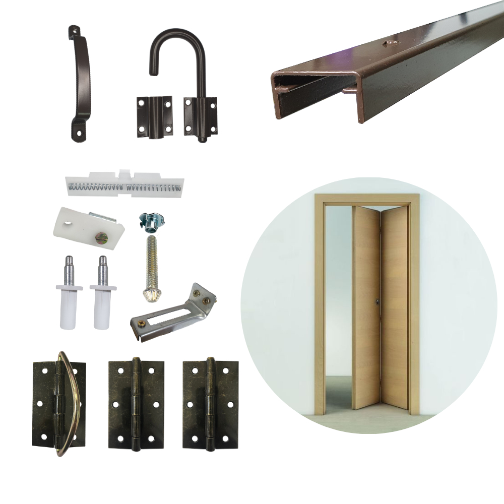 Kit porta camarão bronze completo com trinco e puxador *folha de porta não inclusa*