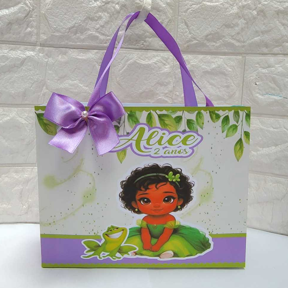 Sacolinha Surpresa Personalizada Princesa Tiana Lembrancinha Festa Infantil Pegue e Monte