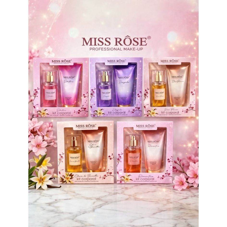 Kit Corporal Body Splash Hidratante Corporal Miss Rose