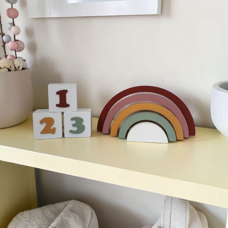 Decoração + cubos 1 2 3 em mdf enfeite de festa adorno infantil