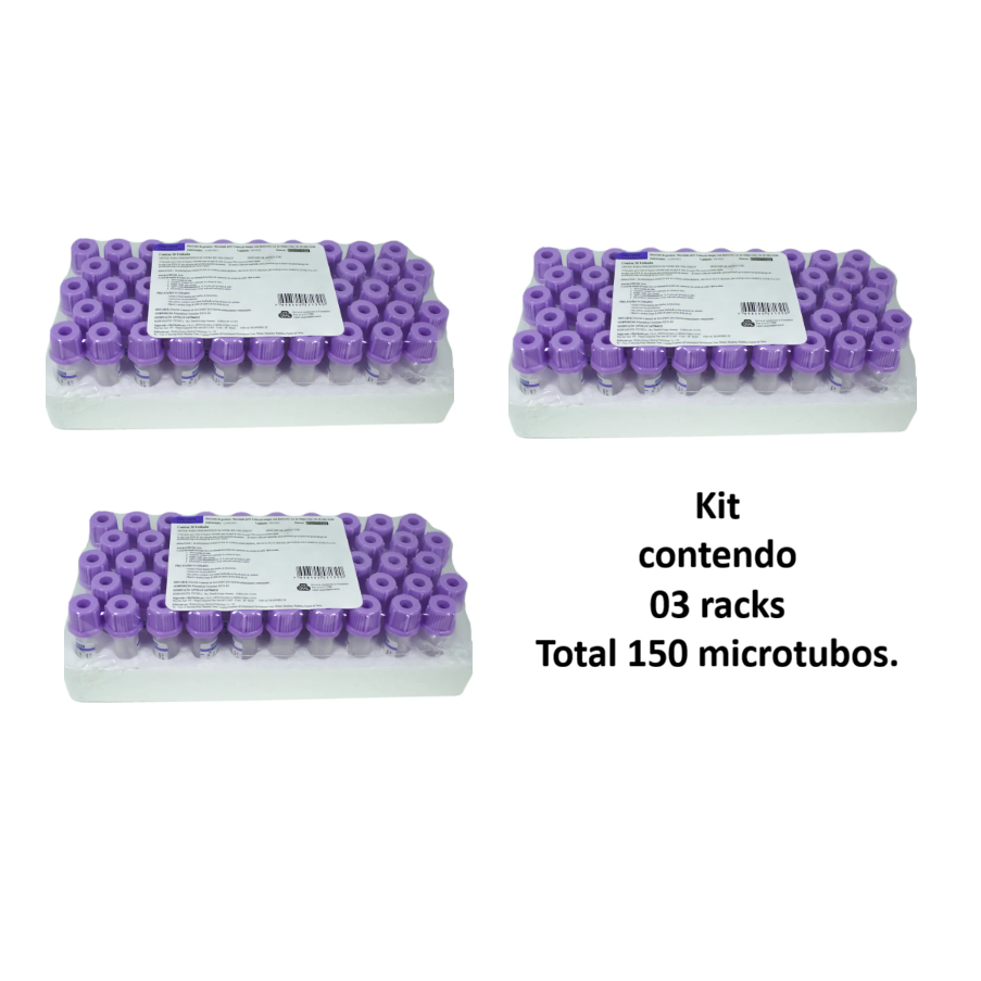 KIT COM 03 RACKS de Microtubos Para Coleta de Sangue EDTA K2 de 0,5mL em Oferta na Shopee