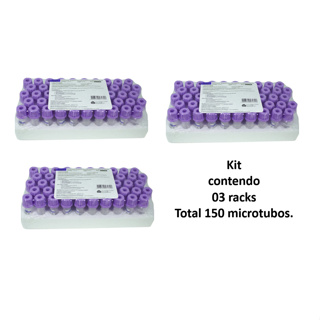 KIT COM 03 RACKS de Microtubos Para Coleta de Sangue EDTA K2 de 0,5mL em Oferta na Shopee