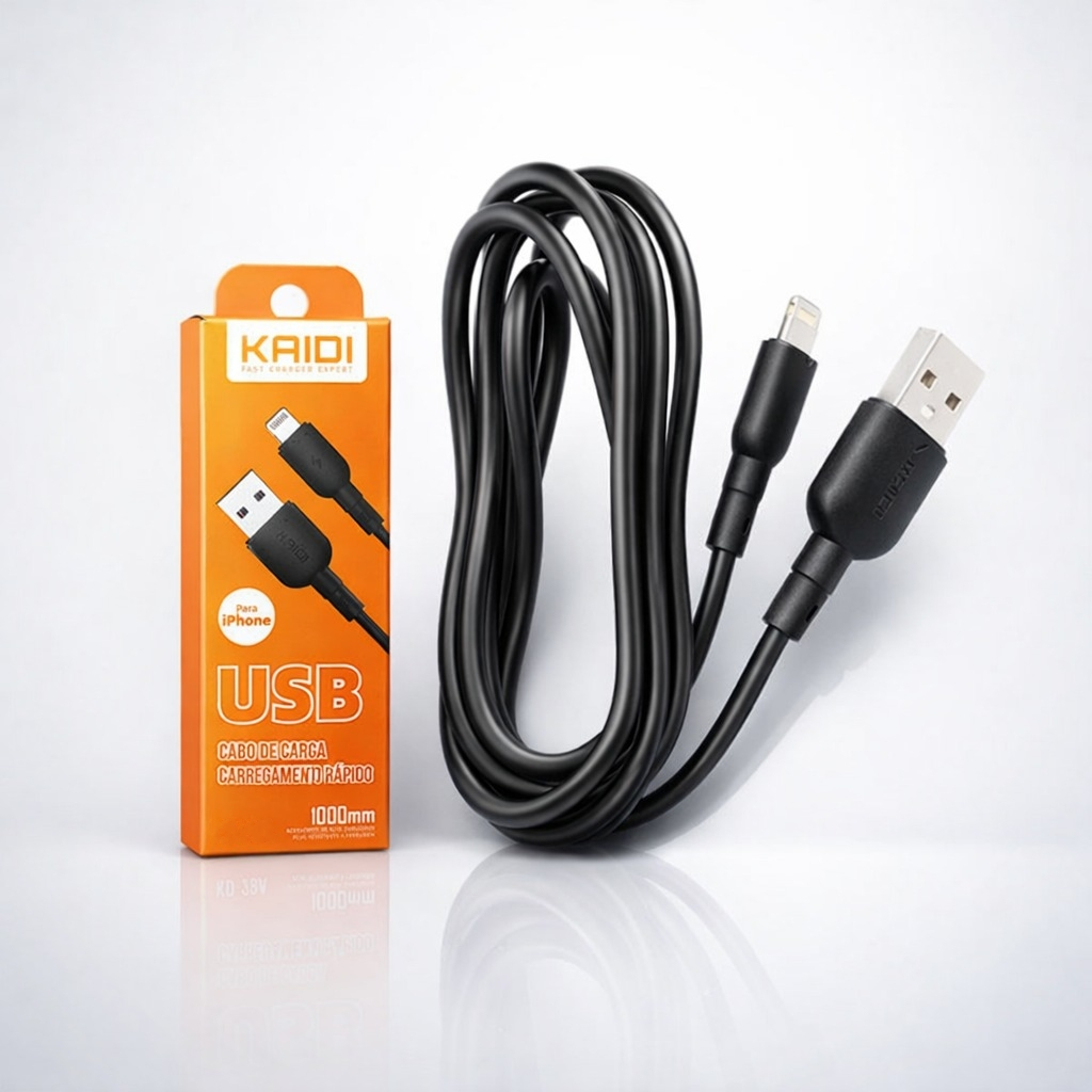 Carregador iPhone Turbo Rápido Cabo Lightning USB 3A Carregamento iOS Apple 1 Metro Resistente Reforçado Premium Alta