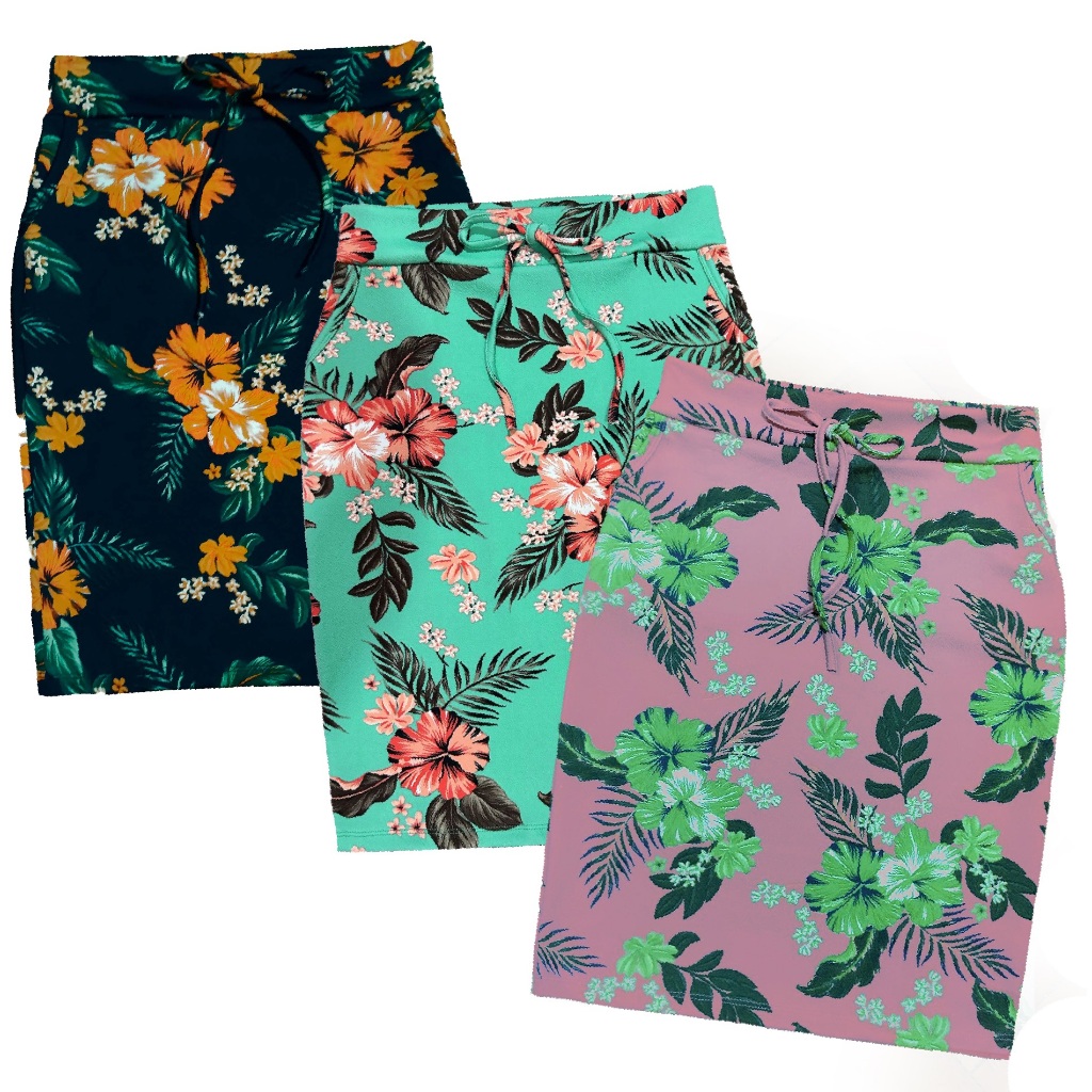 Kit 3 Saia Lápis Cintura Alta Estampada com Bolsos Funcional em Oferta na Shopee