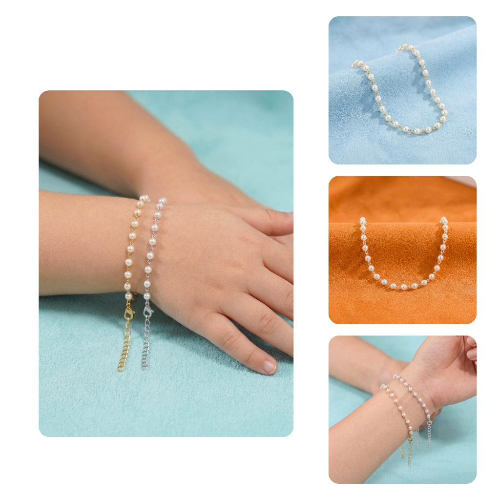 Pulseira Riviera Perola Classica Ouro18k Prata925 Feminina Infantil Acessorios Delicada Alto Padrão