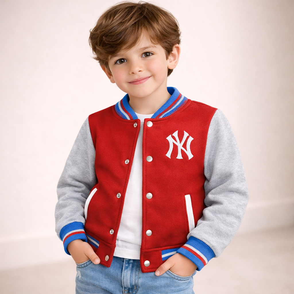 Jaqueta Infantil NY Quentinha Varsity College Casaco Infantil Inverno Masculino Feminino Roupa Infantil Estilosa