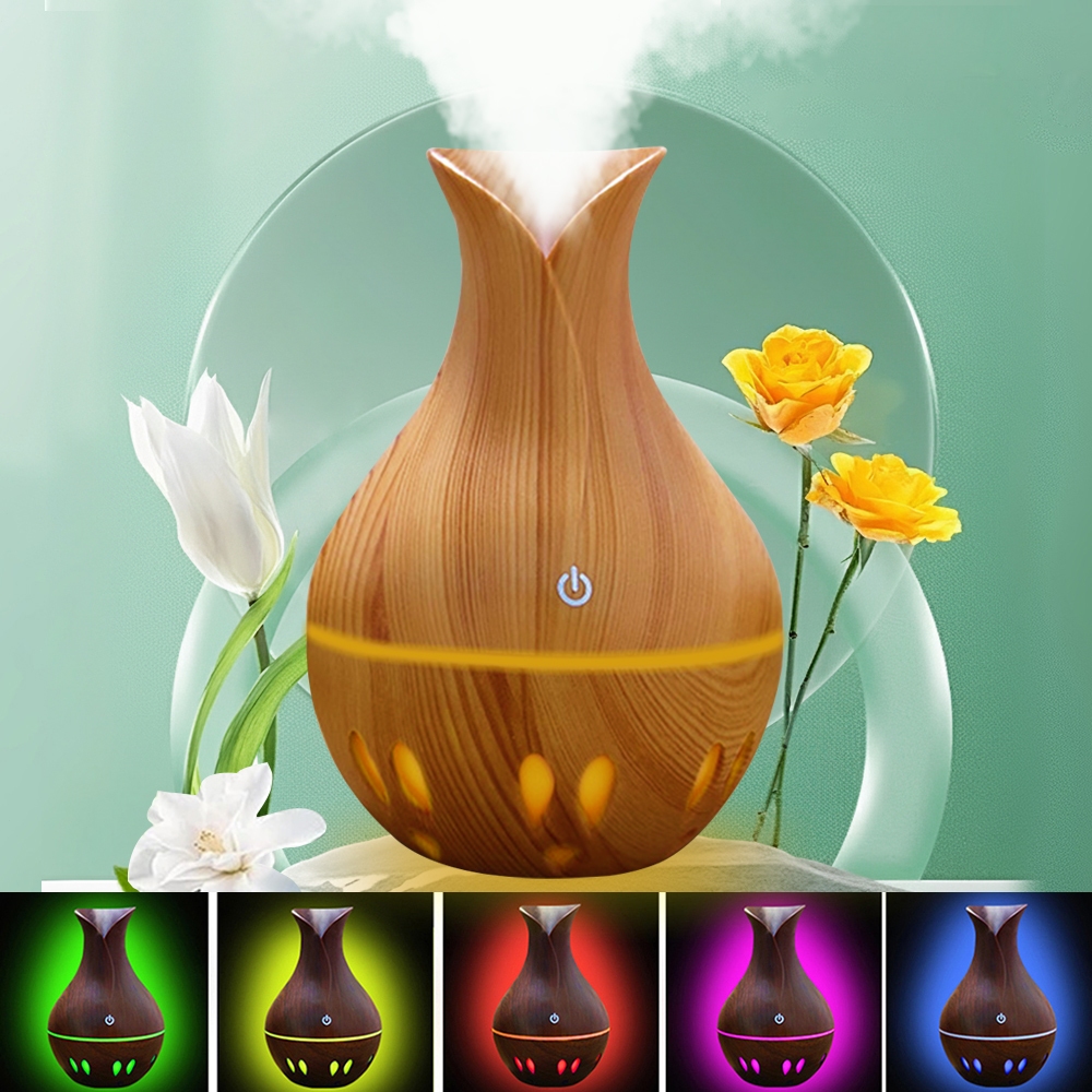 Mini Umidificador De Ar E Aromatizador De Ambiente Spray Ultrassônico Difusor Com Luzes 7 Led Colorido