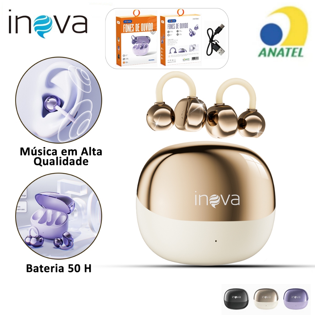 INOVA 2026 Fone De Ouvido Bluetooth 6.0 Toque DE Impressão Digital 50H Autonomia ANC Cance...
