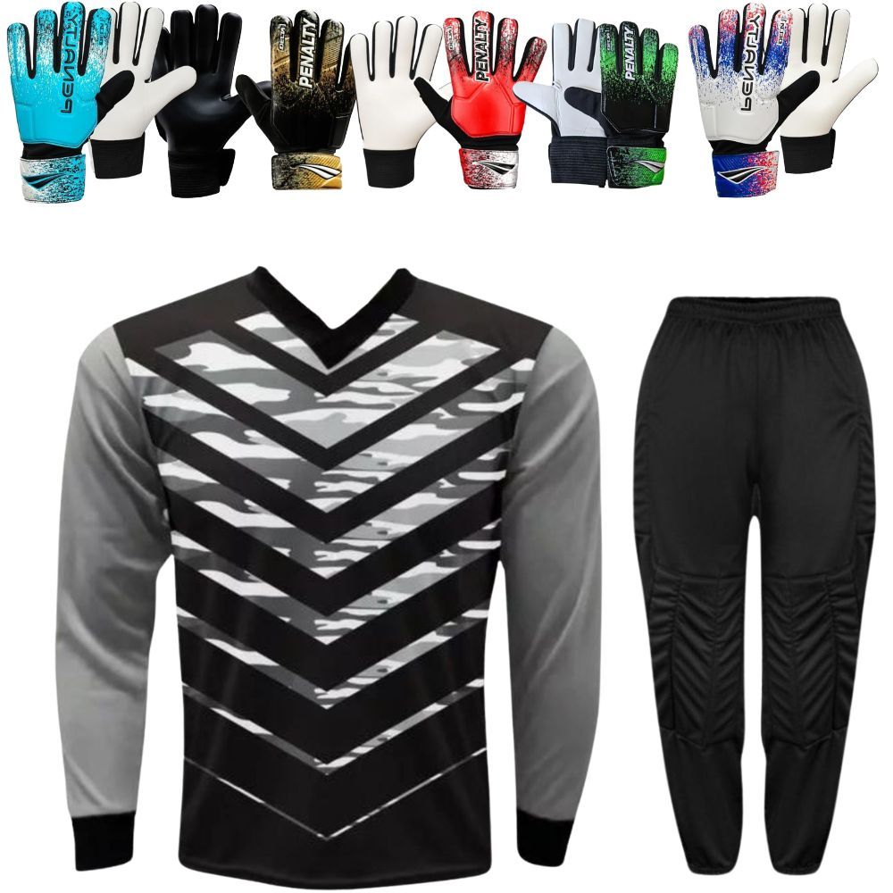 Kit Goleiro Camisa Roma Kanga + Calça TRB Acolchoada + Luva Penalty Delta