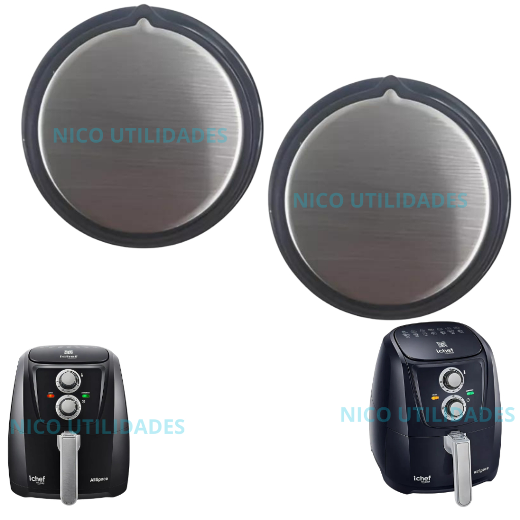 Kit 2 Botão Airfryer Polishop Allspace Ichef Preto Original