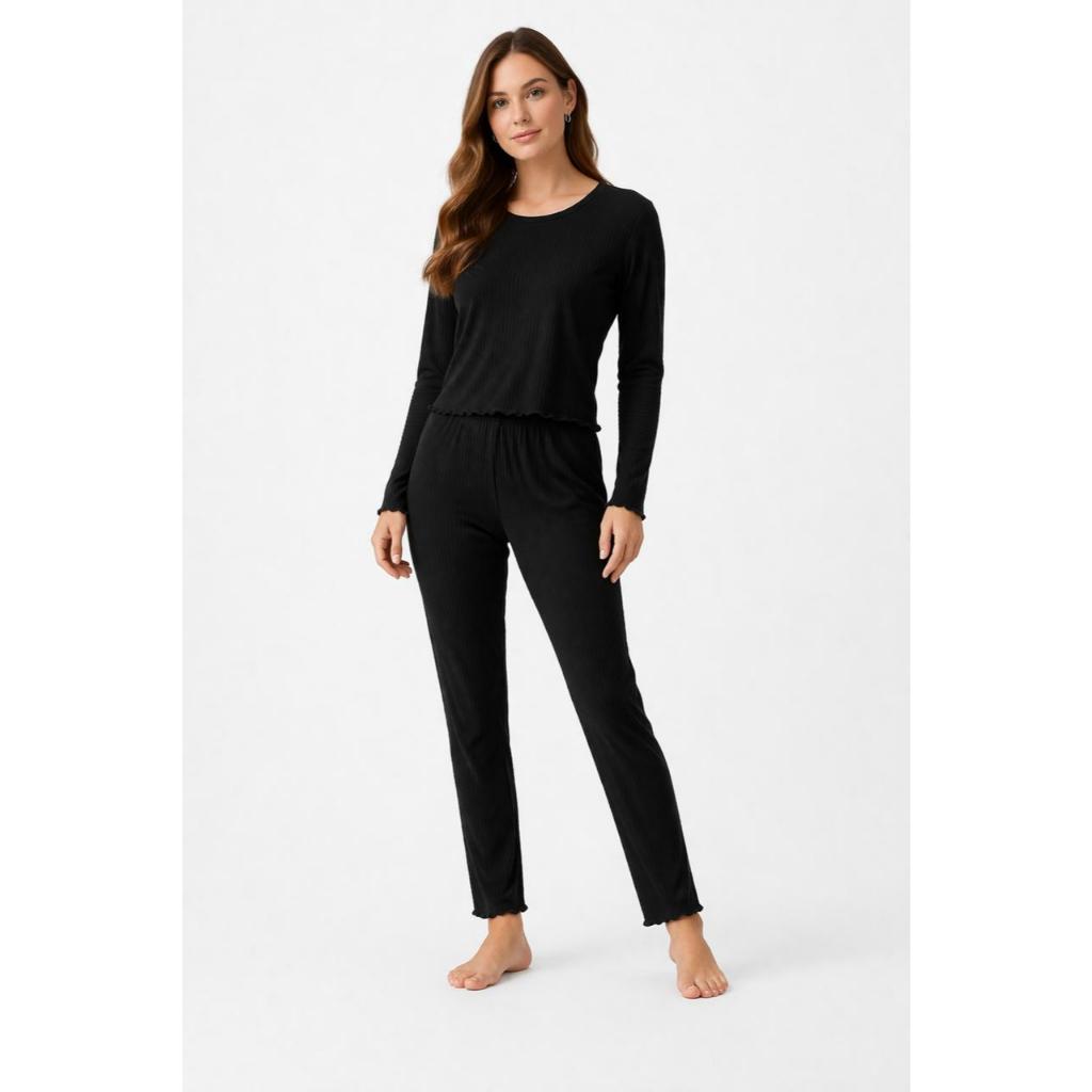 Pijama Feminino Inverno Suede Canelado Conforto Estilo Toque Macio