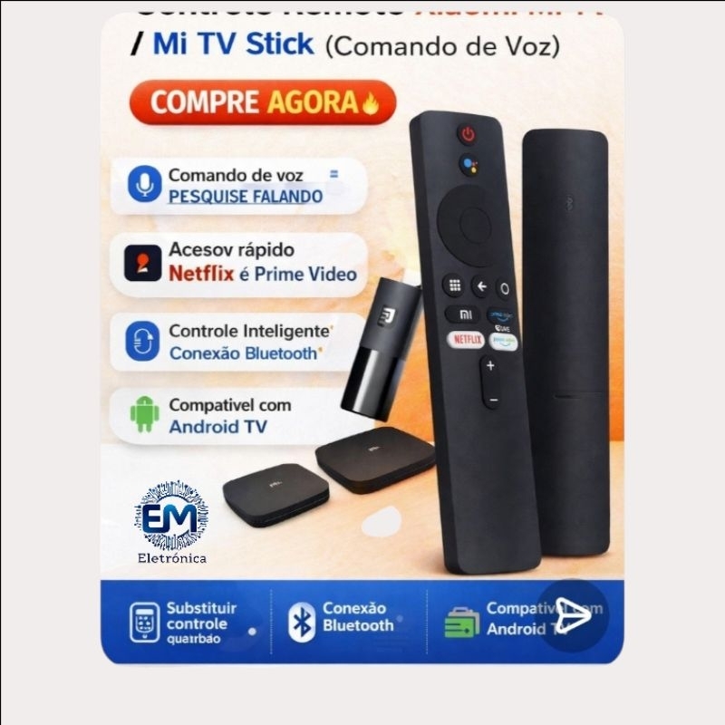 Controle compatível Xiaomi Mi TV / Mi TV Stick (Comando de Voz)