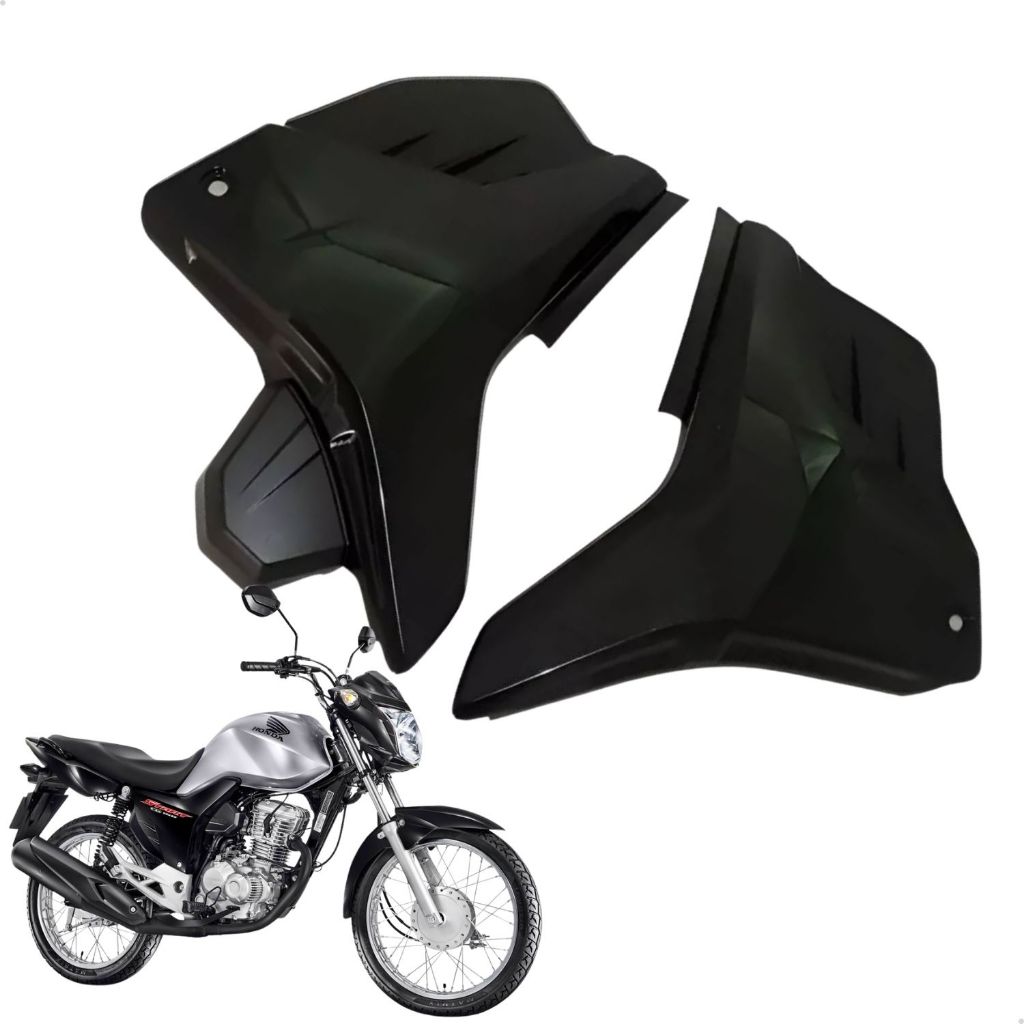 Tampa Lateral CG Start 160 2018 a 2024 Preta Moto