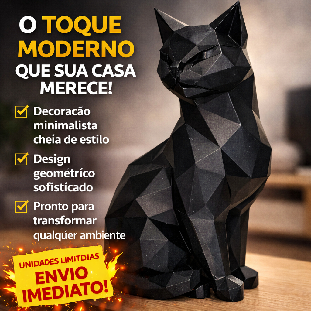 Gato Decorativo Estátua Moderna Minimalista para Sala e Quarto – Decoração Luxo - Presente - Barato