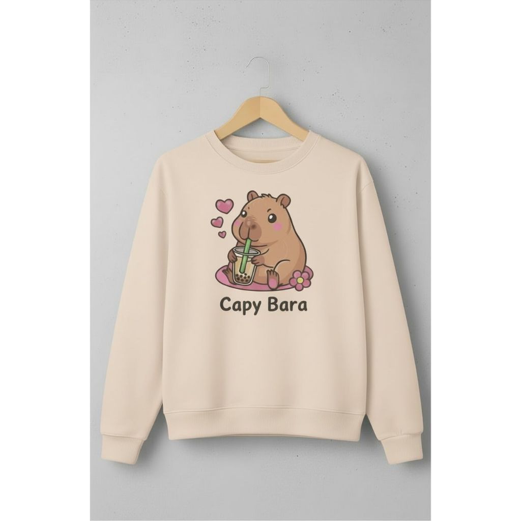Moletom Careca Infantil Moda Feminina Outono Inverno Capivara Coração Tamanho 02 ao 14