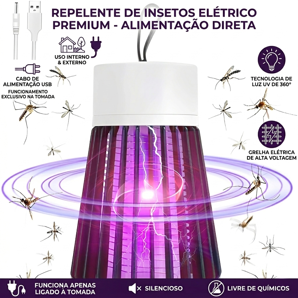Luminária Anti Mosquito UV Elétrica USB Armadilha para Insetos Repelente Portátil Verde e Cinza em Oferta na Shopee