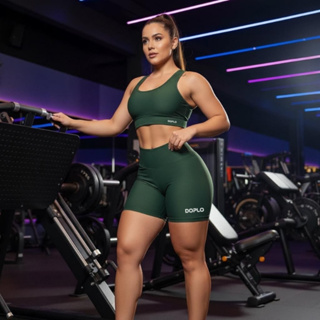 Conjunto Short e Top Feminino Treino Alta Academia Fitness Short Cintura alta Top Academia sem bojo em Oferta na Shopee