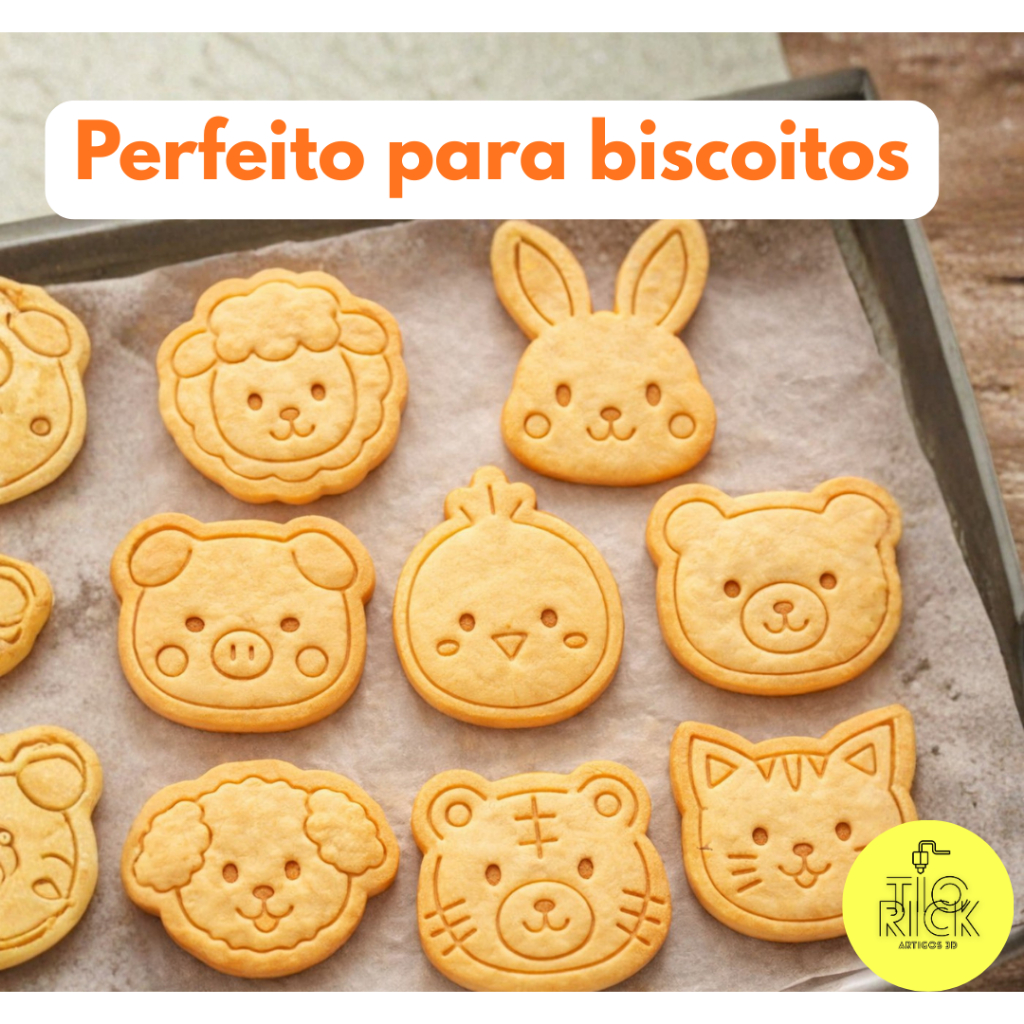 kit 8 peças de cortador + carimbo tema fazendinha animais para biscoitos, pasta americana, massinha, infantil em Oferta na Shopee