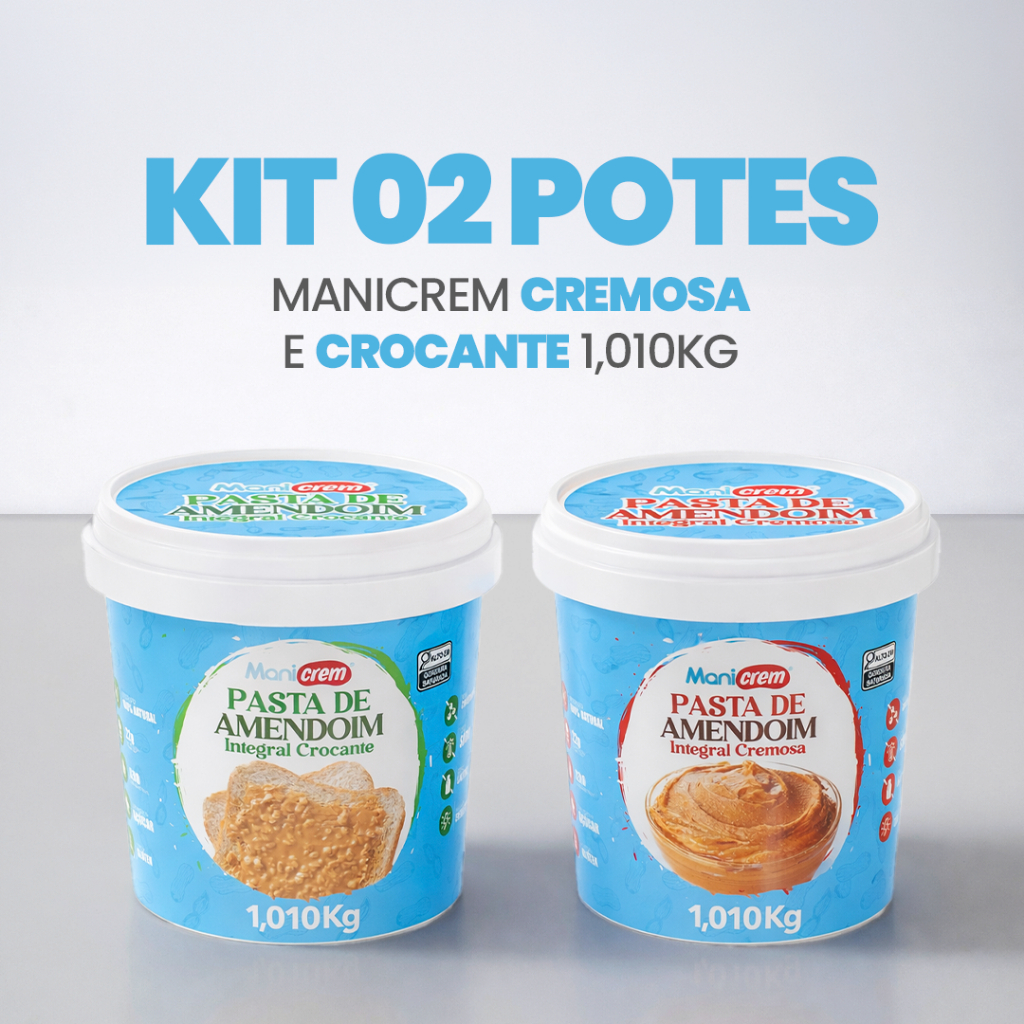 Kit 02x Manicrem Pasta De Amendoim Cremosa e Crocante 100% Amendoim - 1.010kg em Oferta na Shopee