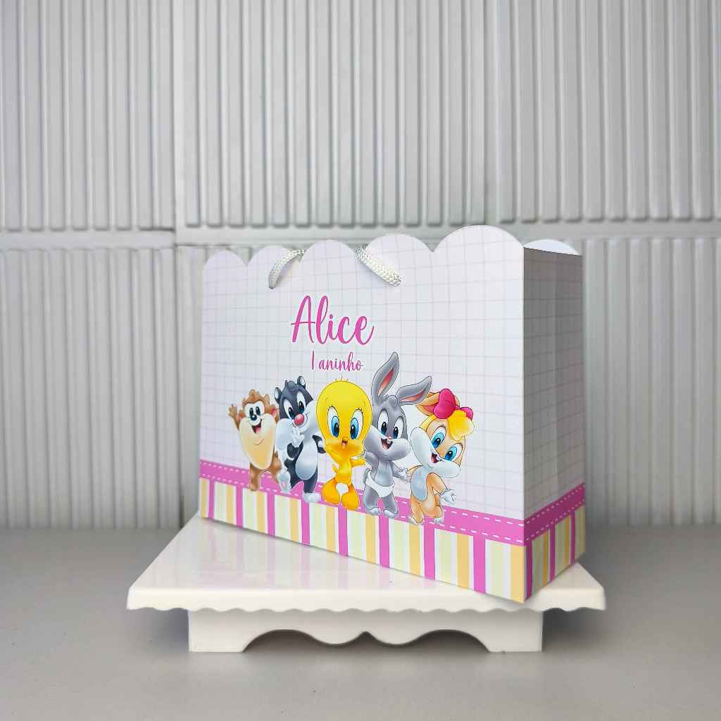 Sacolinha Personalizada PEGUE E MONTE Baby Looney Tune Menina Lembrancinha Festa infantil sacolinha surpresa