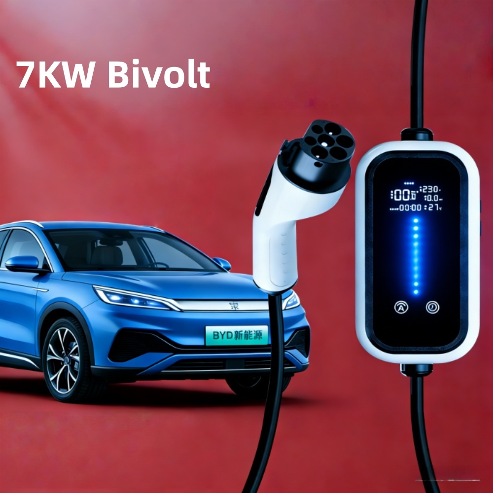 Carregador Carro Elétrico 7KW Bivolt Portátil Tipo 2 Carregamento Rápido IP65 Cabo Reforçado Uso Casa e Viagem com Bolsa em Oferta na Shopee