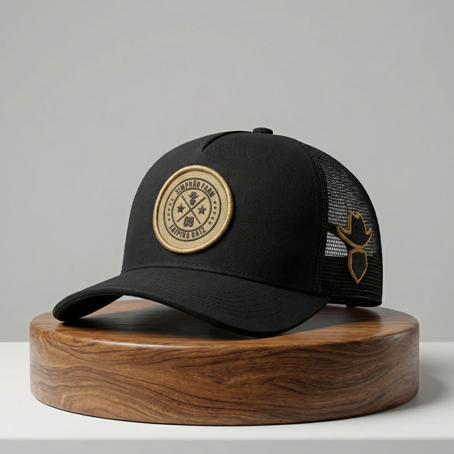 Boné Trucker Simprão Farm Original Country Boiadeiro Redinha Aba Curvada Masculino Ajustavel Premium