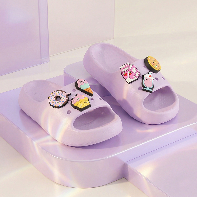 Chinelo slide Infantil Feminino Menino bottons removíveis docinhos candy EVA leve macio