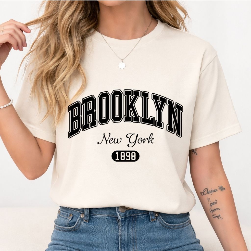 Blusa Feminina Camiseta Estilosa Básica Feminina Masculina T-shirt Estampada Brooklyn New York Algodão