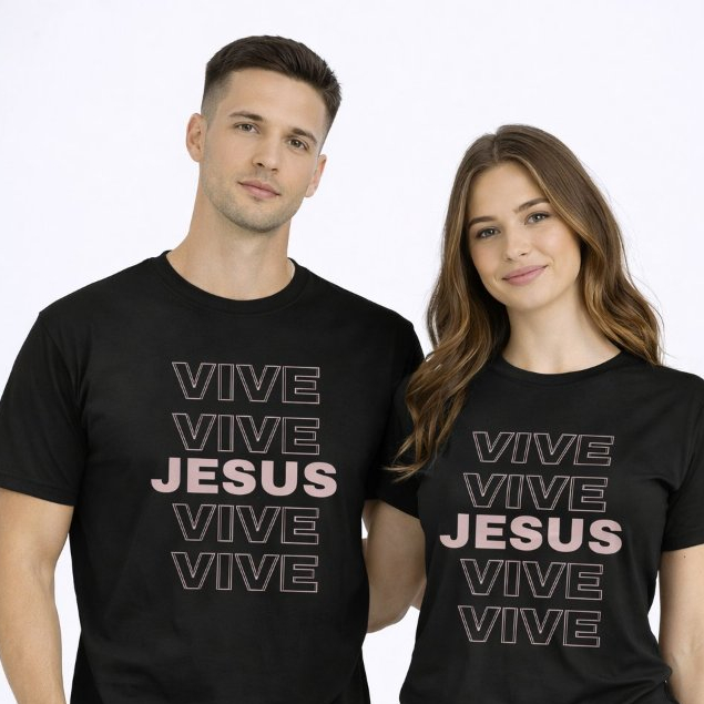 Camiseta Vive Jesus Fé Cristã Unissex Estampada Gospel Masculina - Feminina Moda Evangélica Premium