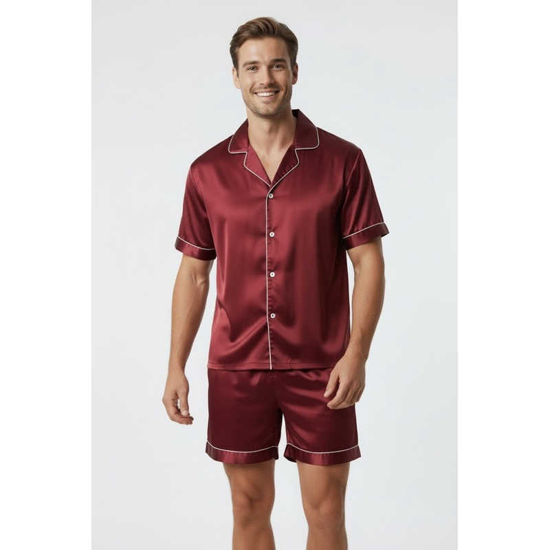 Pijama Masculino na Cor Vermelha, estilo Pijama Americano