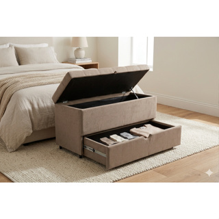 Puff Baú Sapateira com Gaveta 90cm para Cama Solteiro- Diversas Cores em Oferta na Shopee