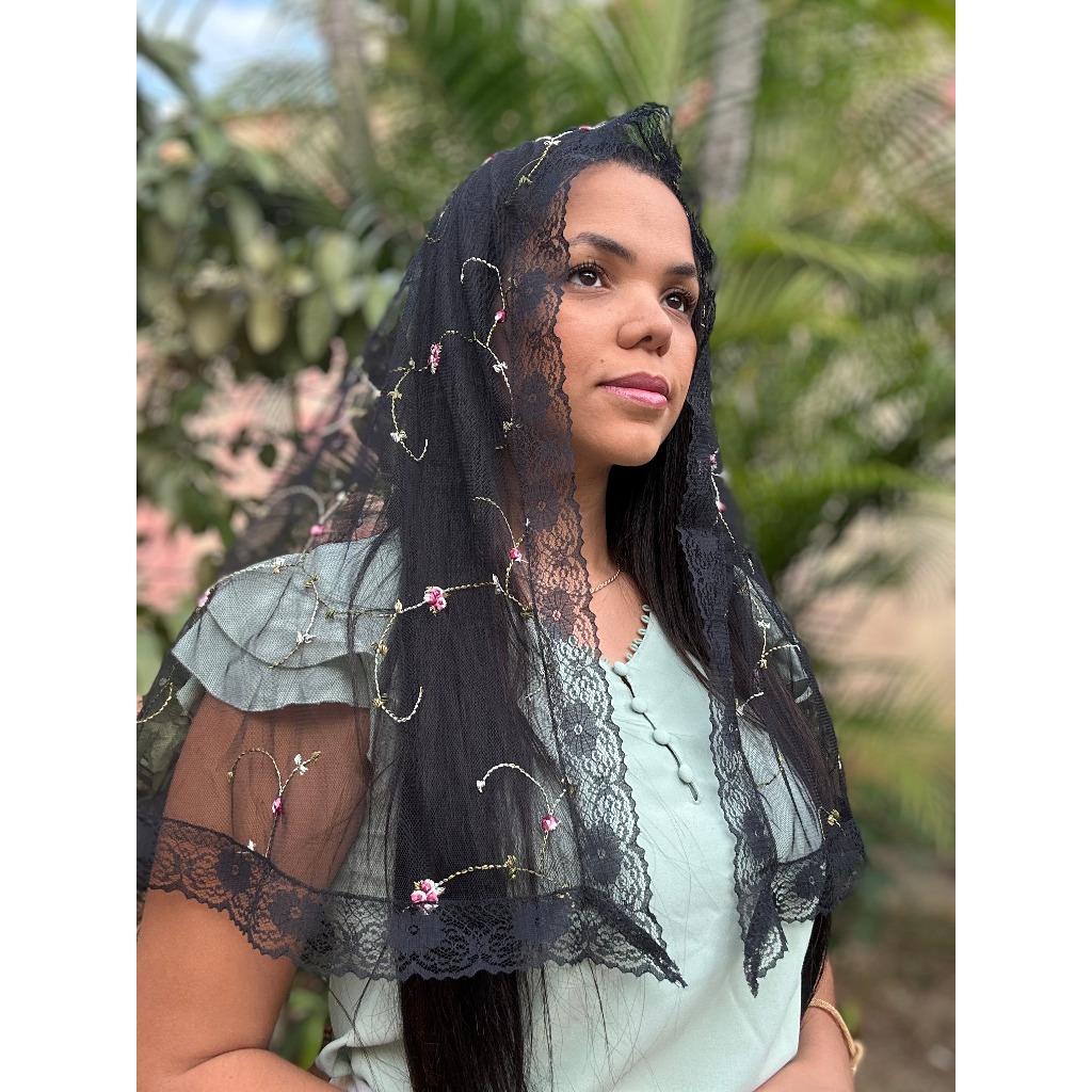 Véu Católico para Missa – Mater Christi (Preto) em Oferta na Shopee