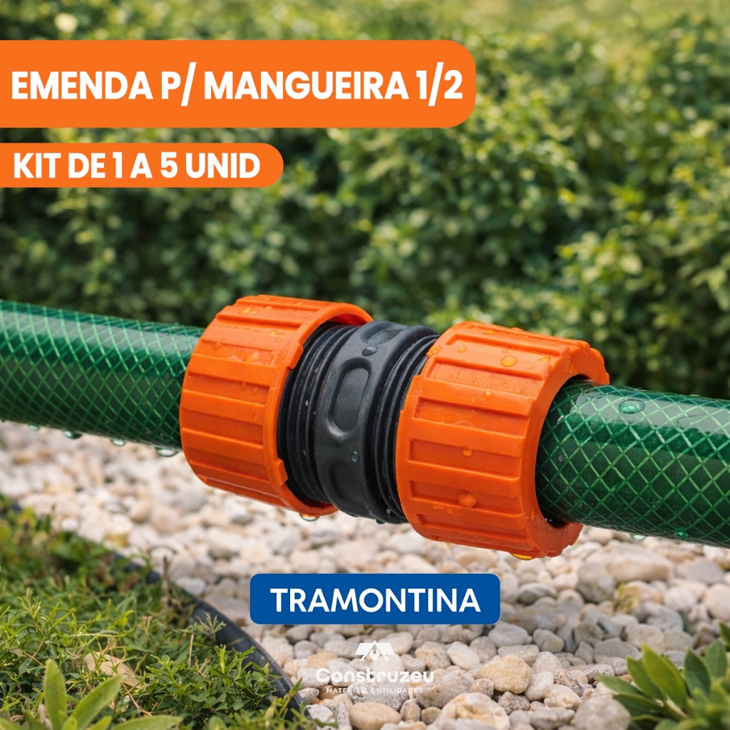 Emenda Mangueira Jardim Engate Rapido 1/2 Tramontina Reparador Adaptador Conector Plastico