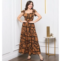 vestido feminino casual longo chic festa 3 marias alça grossa com babadinho tipo manga crepinho modinha ou Evangélico