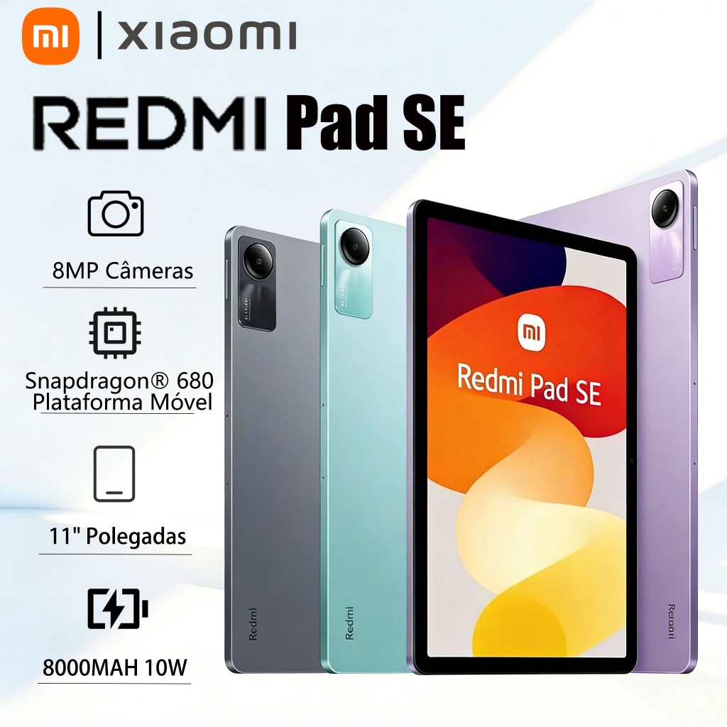 Tablet Xiaomi Redmi Pad SE 6GB RAM 128GB Tela FHD+ 11 Android 13 8000MAh Global Original NOVO