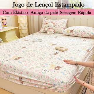 Jogo de Lençol com Elástico de Estampado 100% Algodão lavado Fronha —Estampadas Sortidas …