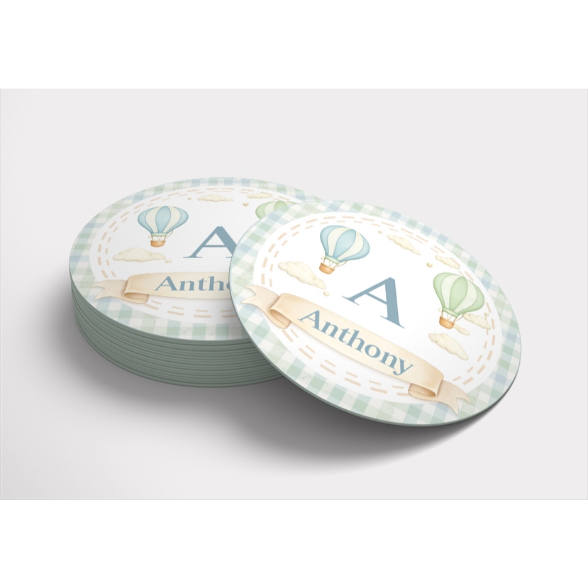 Adesivo Personalizado Balão Aquarela - 5 cm - p/ Latinha Tubete e Lembrancinhas - Já Vai Cortado - Festa Infantil