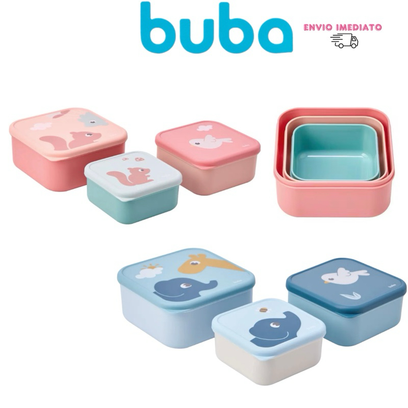 KIT 3 POTINHOS CLOUDY BUBA AZUL E ROSA