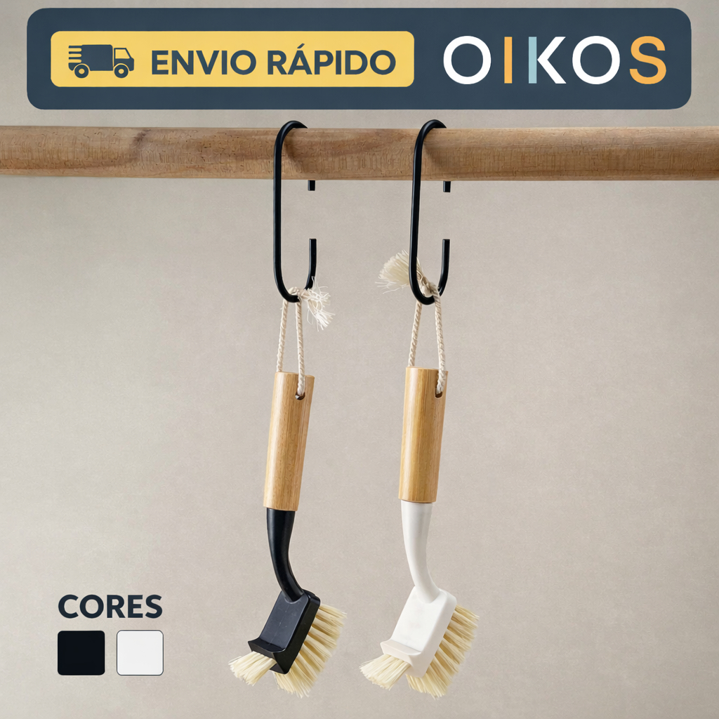 Escova De Limpeza Duo Com Cabo De Bambu Oikos Preto E Off White (Branco)