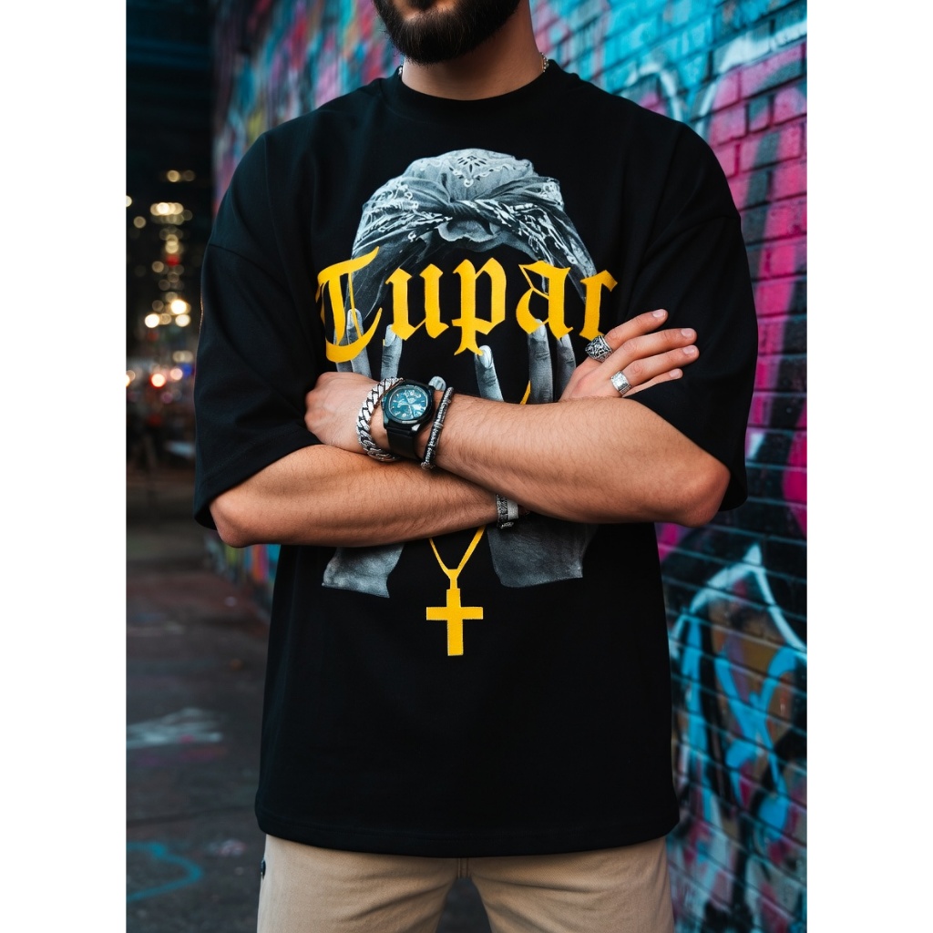 Camiseta Oversized Premium Estampa Tupac Camiseta 100% Algodão Confortavel StreetWear Unissex