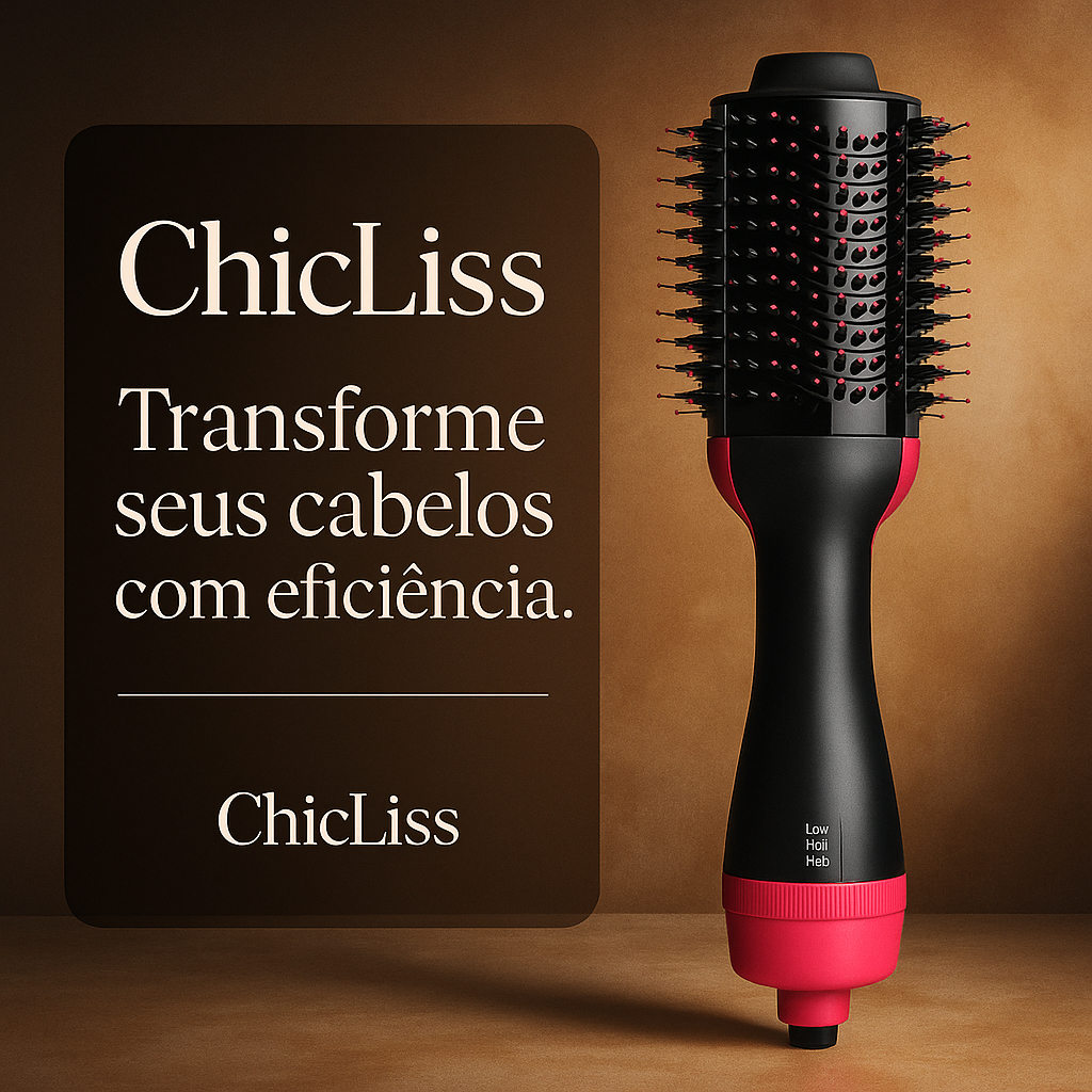 Escova Secadora Alisadora 3 em 1 Tecnologia Íons Negativos Chic Liss