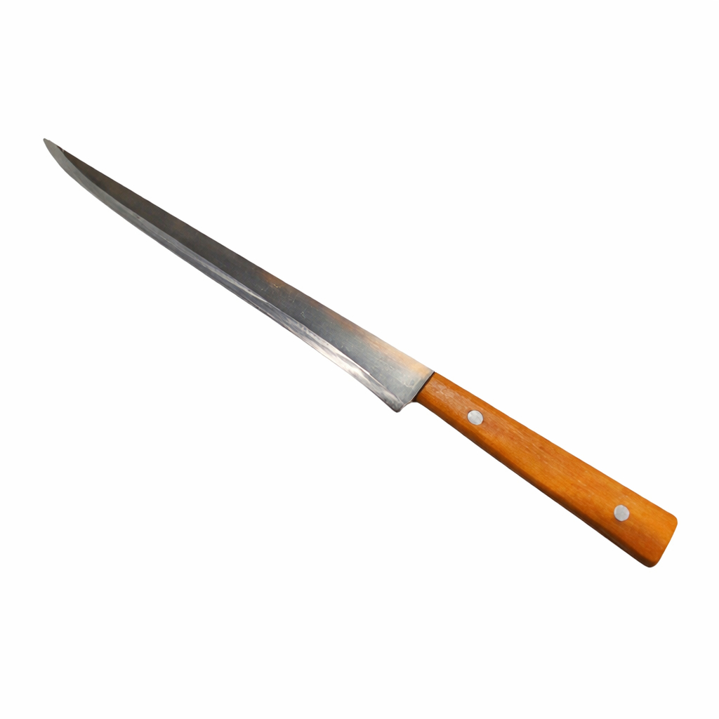 Faca Artesanal FILETEIRA para peixes/carnes AÇO CARBONO Afiada Rústica 35cm
